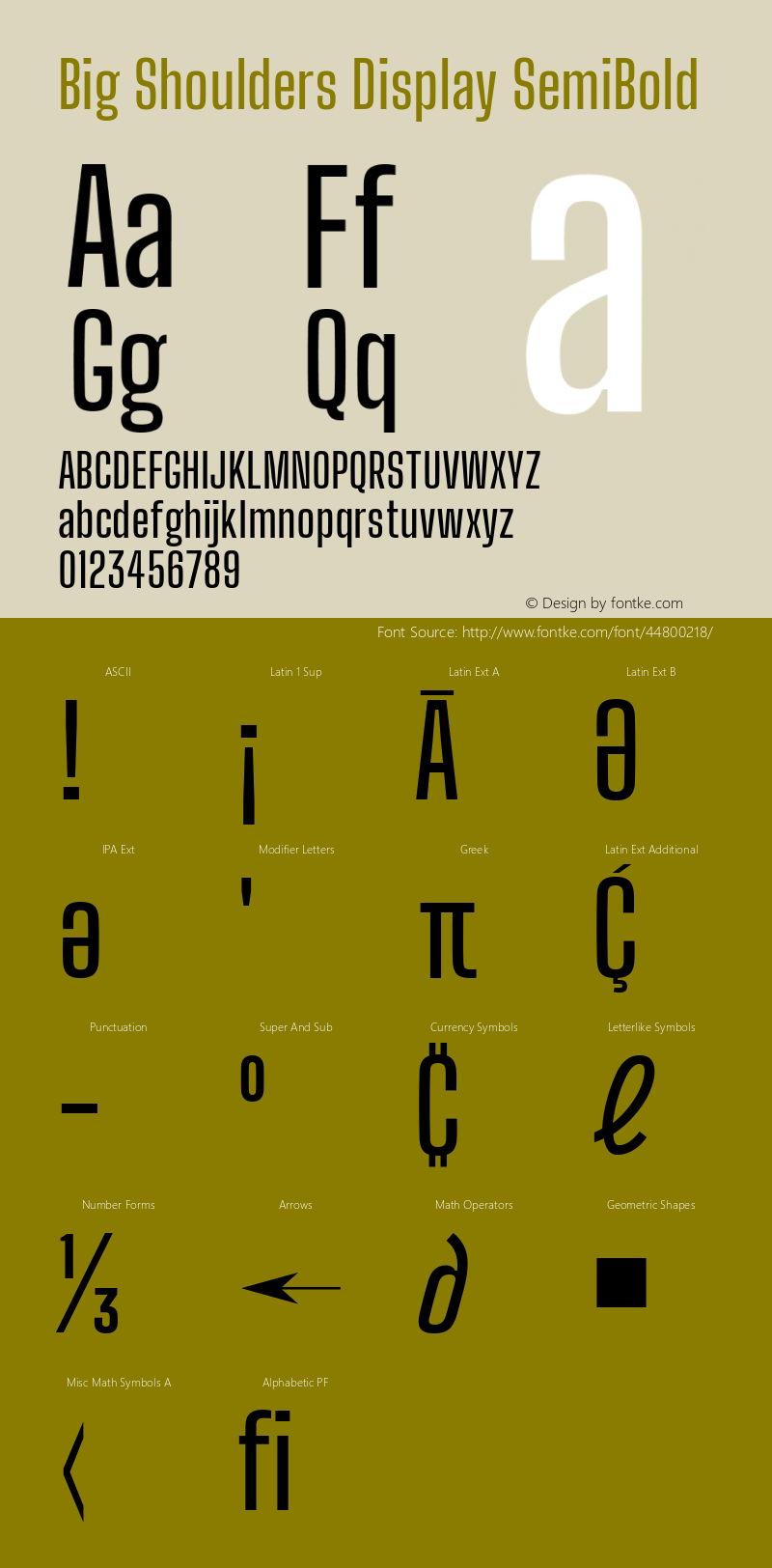 Big Shoulders Display SemiBold Version 1.000; ttfautohint (v1.8.2) Font Sample