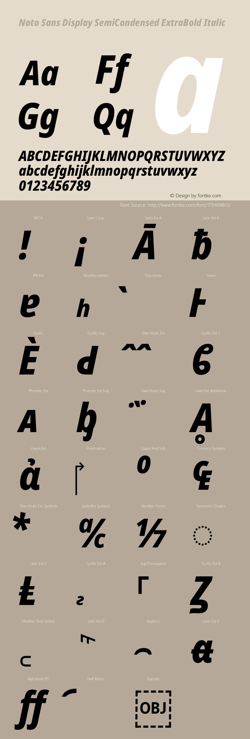 Noto Sans Display SemiCondensed ExtraBold Italic Version 2.004图片样张
