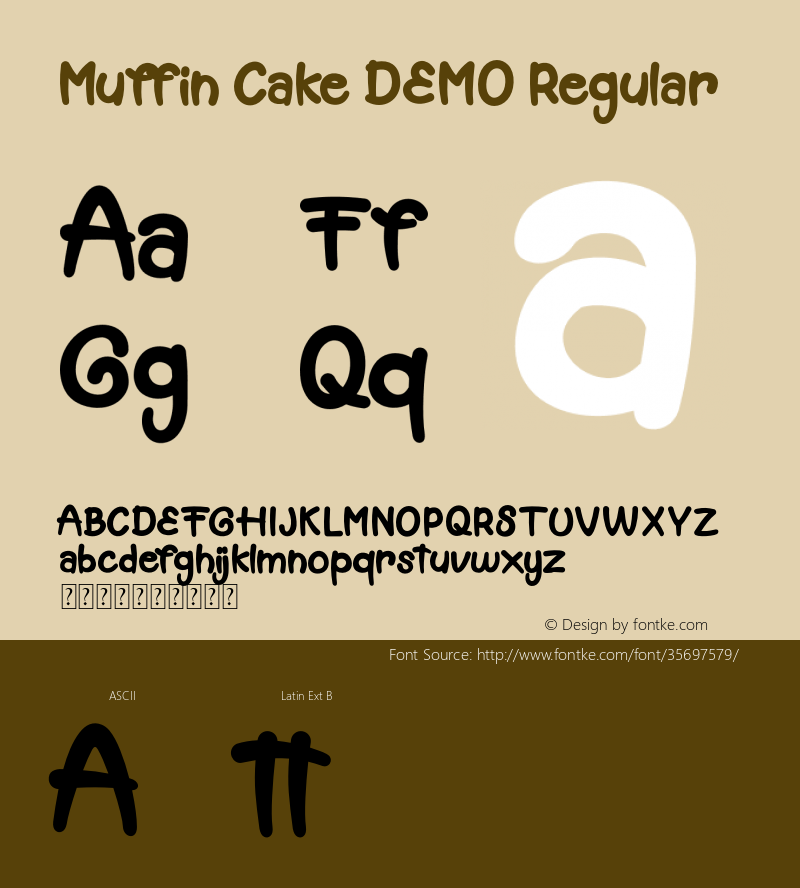 MuffinCakeDEMO Version 1.00;August 3, 2019;FontCreator 11.0.0.2365 64-bit Font Sample