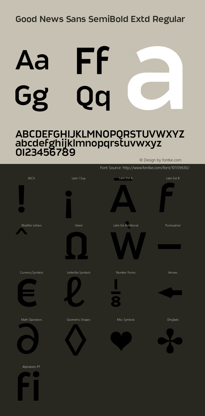 Good News Sans SemiBold Extd Regular Version 1.000;PS 001.000;hotconv 1.0.70;makeotf.lib2.5.58329 Font Sample