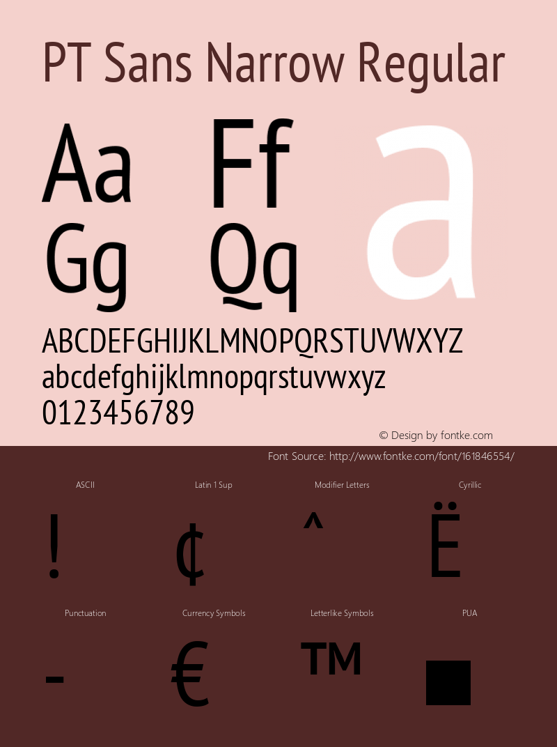 PT Sans Narrow Regular Version 2.003W OFL Font Sample