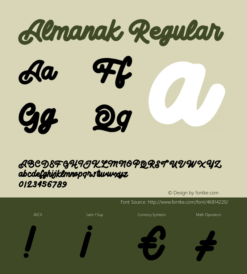 Almanak Version 1.000 Font Sample