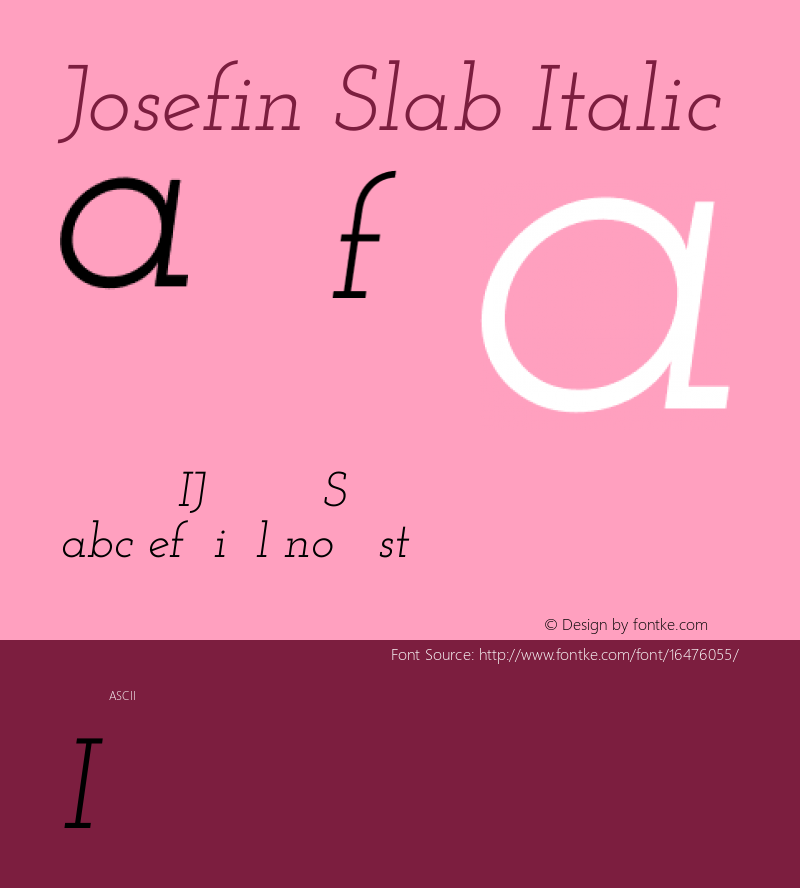 Josefin Slab Italic Version 1.000 Font Sample