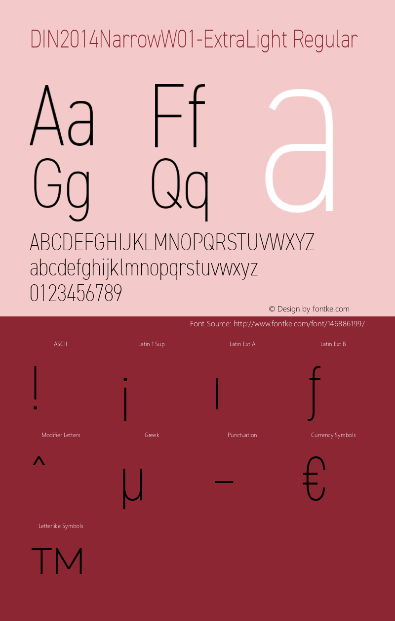 DIN 2014 Narrow W01 Extra Light Version 1.20 Font Sample