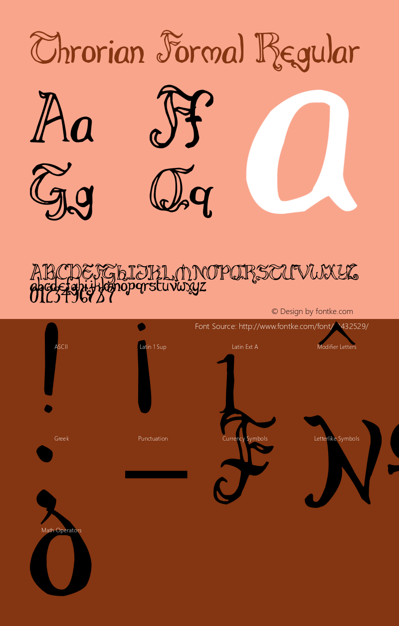 Throrian Formal Regular Version 1.00 April 15, 2012, initial release Font Sample