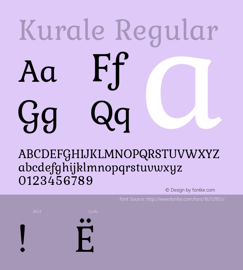 Kurale Regular 1.0; ttfautohint (v1.4.1) Font Sample