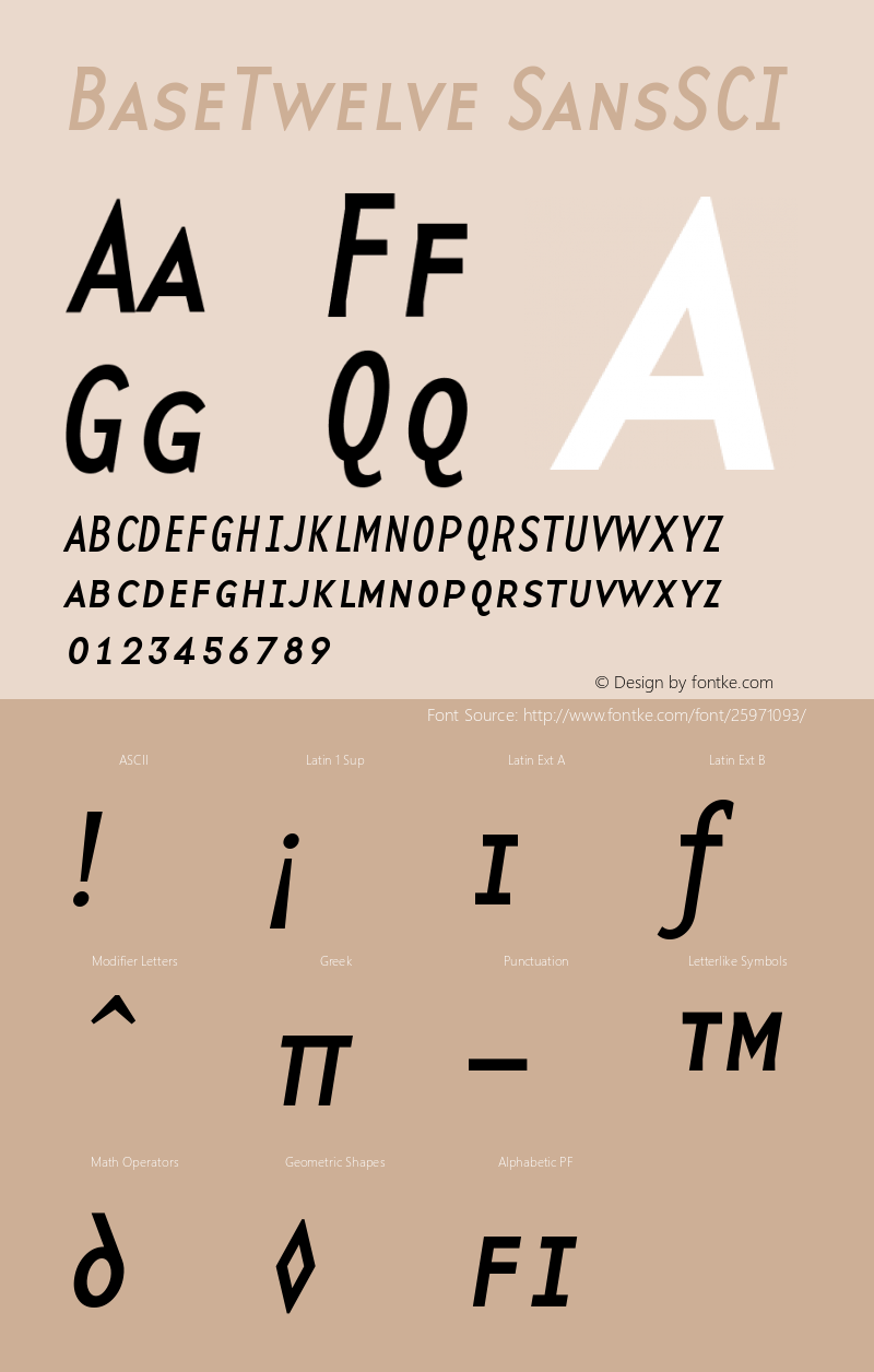 BaseTwelveSansSCI Version 001.000 Font Sample