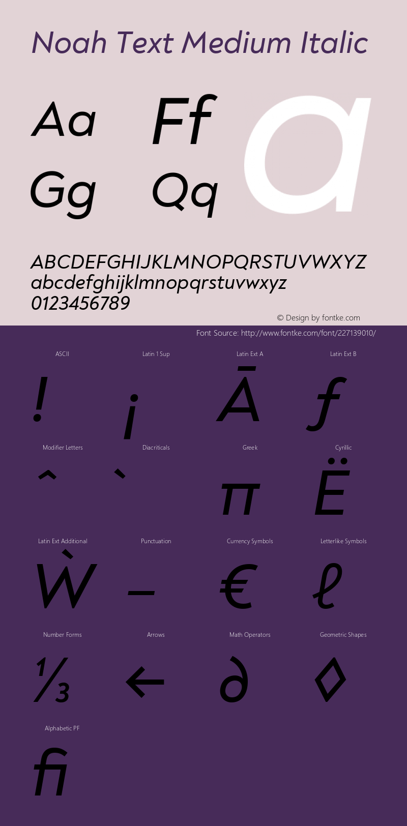 Noah Text Medium Italic Version 1.000; ttfautohint (v1.8)图片样张