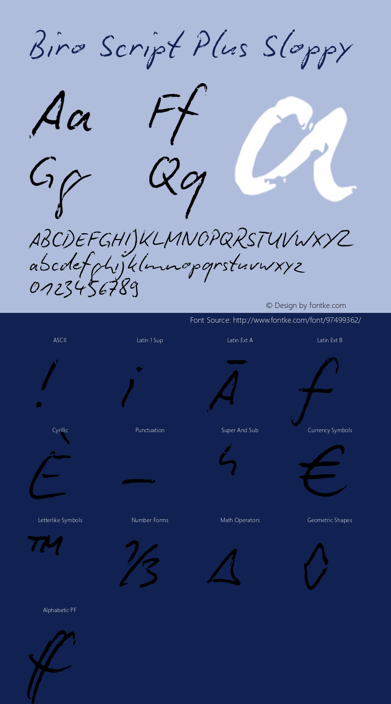 Biro Script Plus Sloppy 8.011 Font Sample