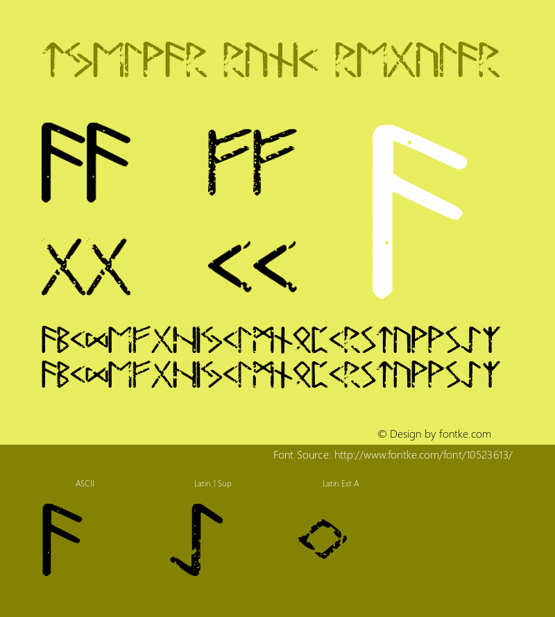 Tjelvar Runic Regular Version 1.000 Font Sample
