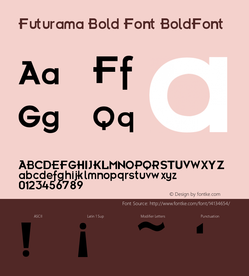 Futurama Bold Font BoldFont Version 2.0 Font Sample