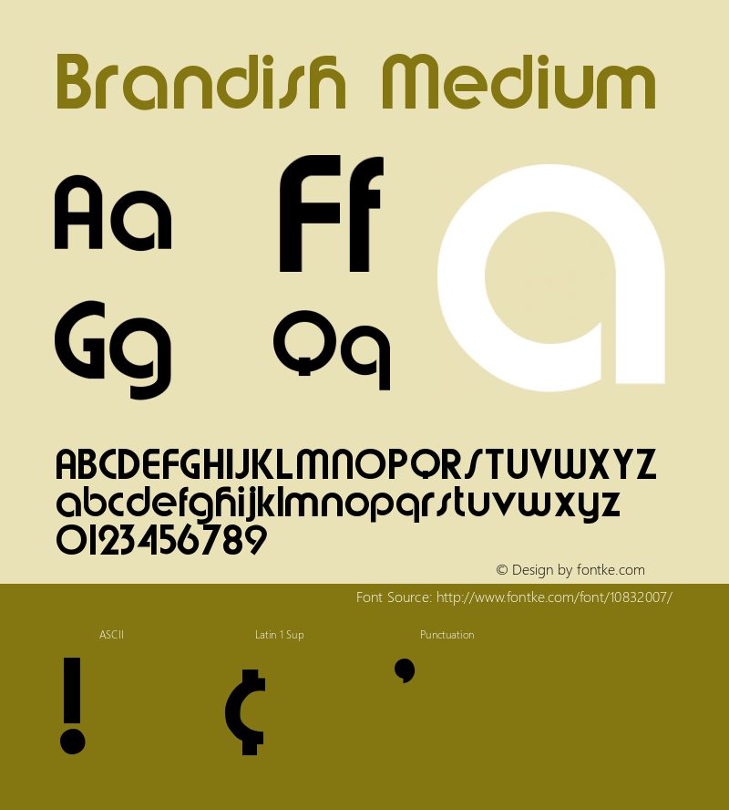 Brandish Medium Version 001.001 Font Sample