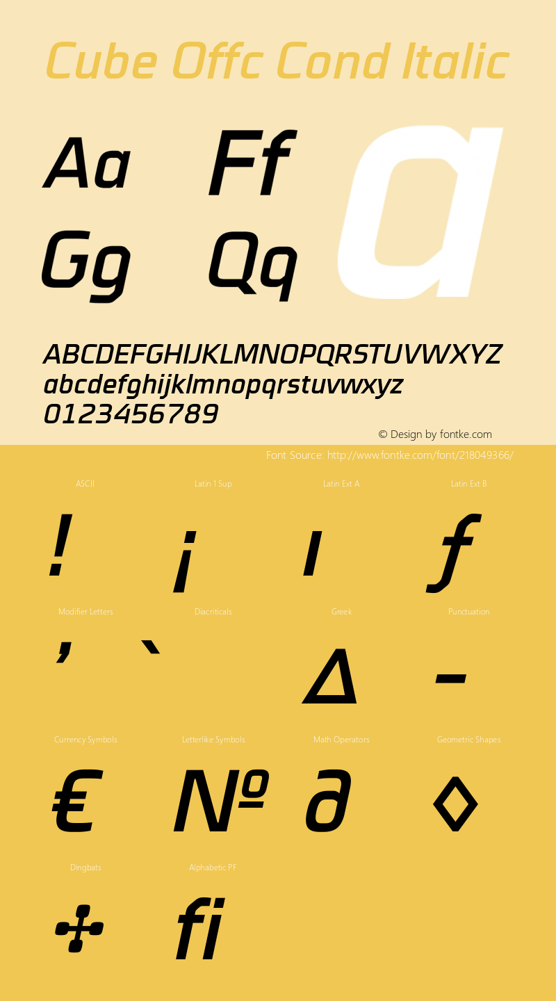 Cube Offc Cond Italic Version 7.504; 2012; Build 1021图片样张