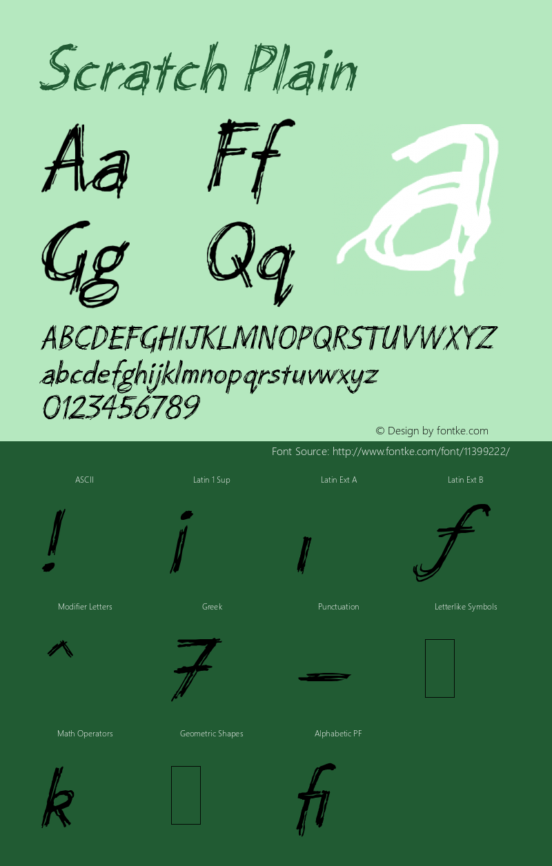 Scratch Plain Version 1.0 Font Sample