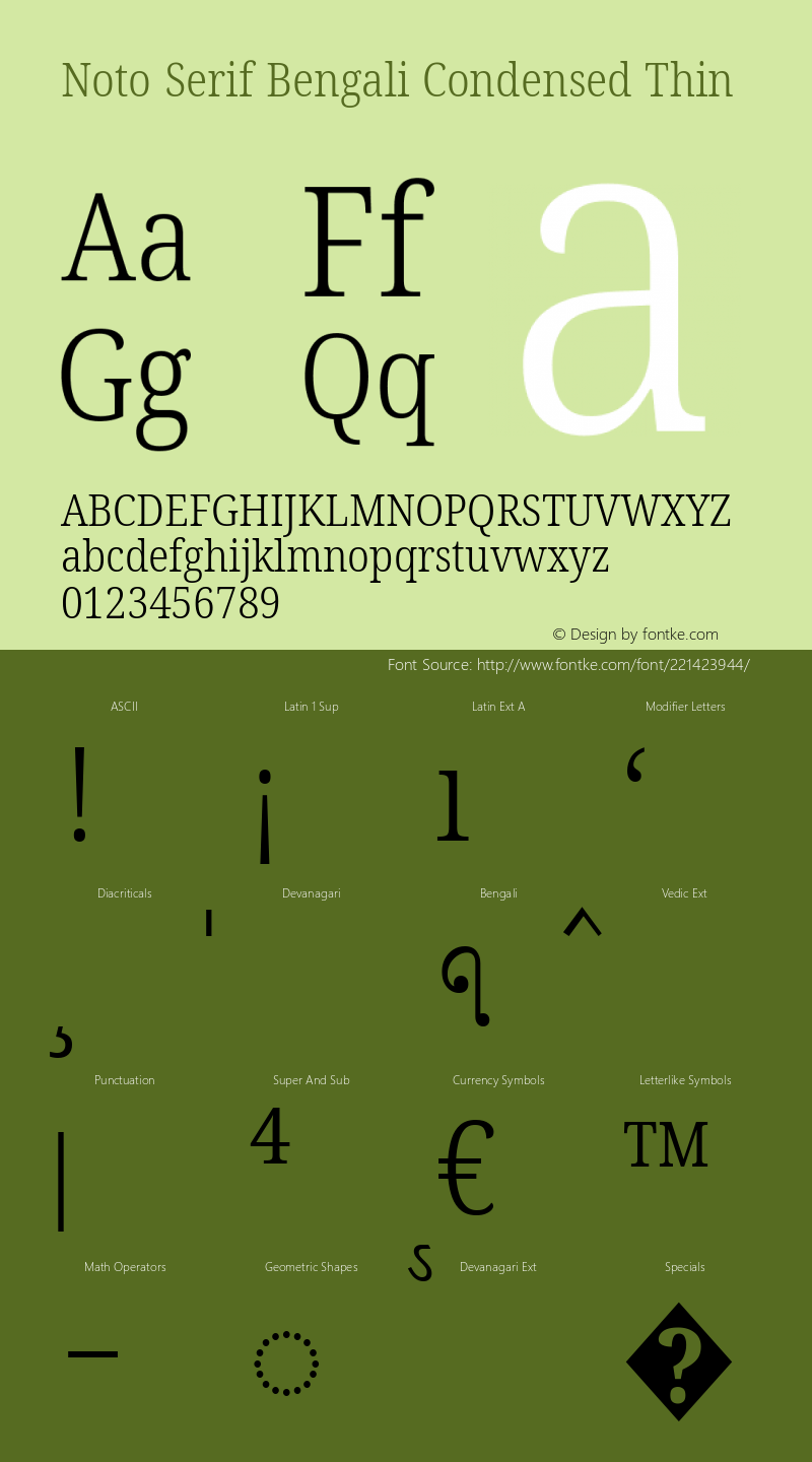 Noto Serif Bengali Condensed Thin Version 2.001; ttfautohint (v1.8.4.7-5d5b)图片样张