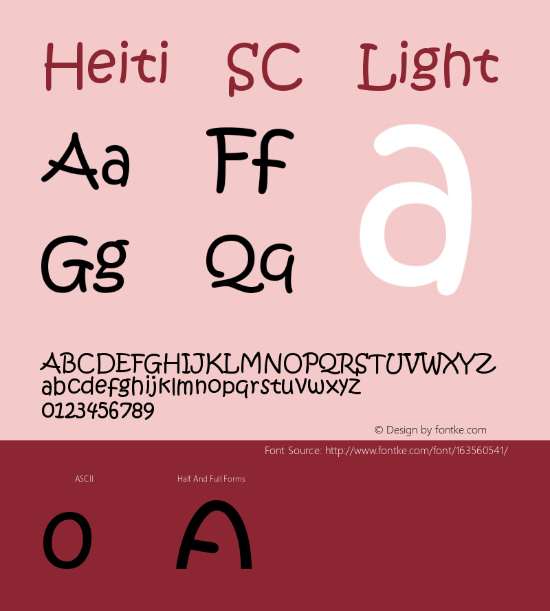 Heiti SC Light  Font Sample