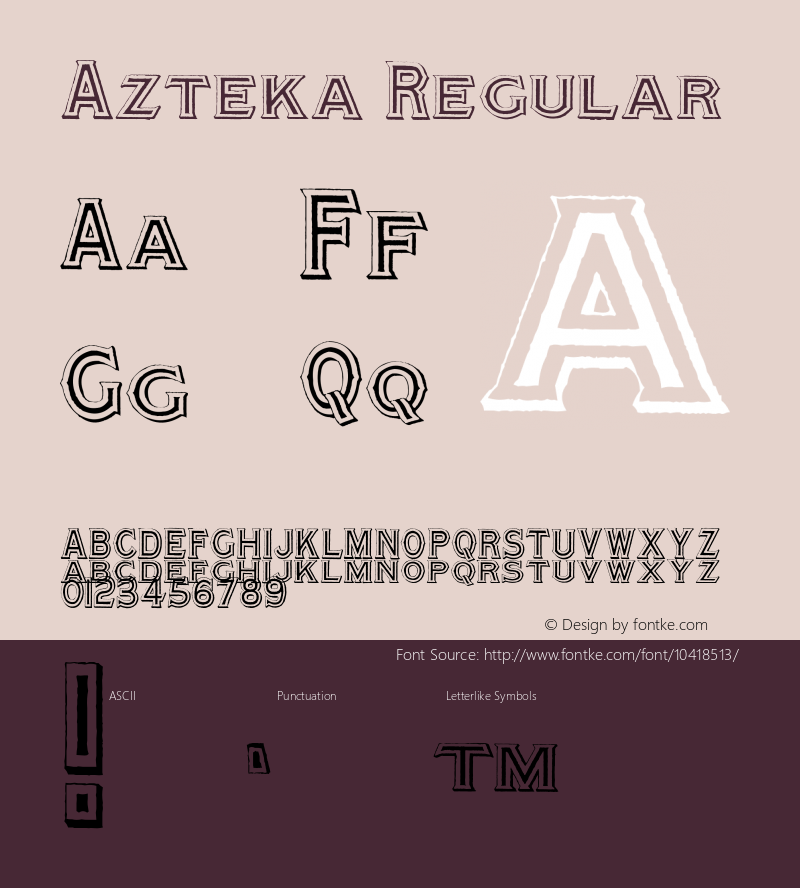 Azteka Regular Version 1.000 Font Sample