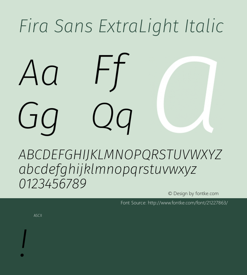 FiraSansExtraLight Version 1.0 Font Sample
