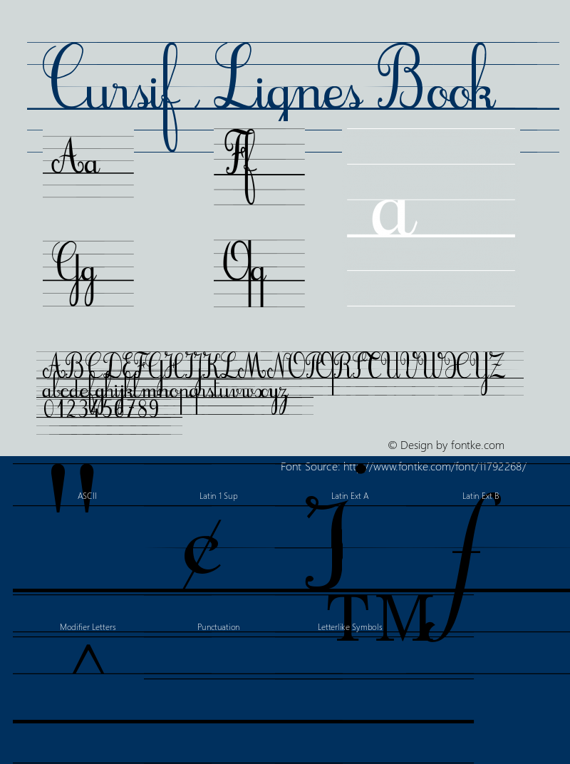 Cursif & Lignes Book Version 1.0 Font Sample