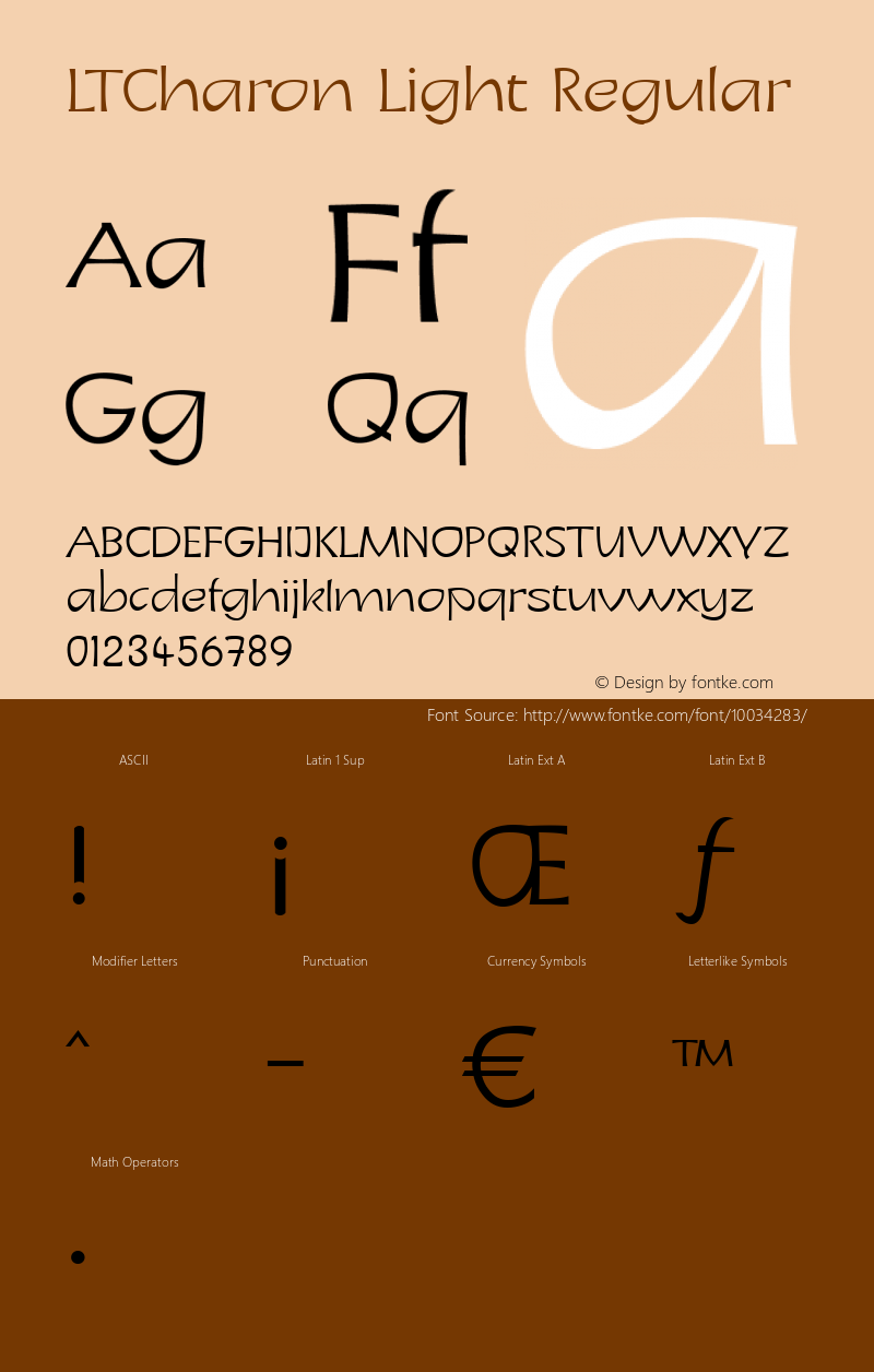 LTCharon Light Regular Version 1.0; 2000; initial release Font Sample