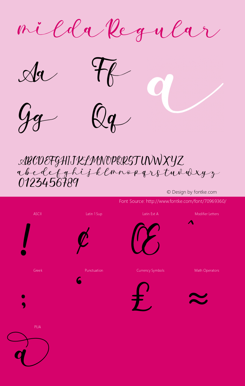 milda Version 1.00;July 26, 2020;FontCreator 13.0.0.2678 64-bit Font Sample