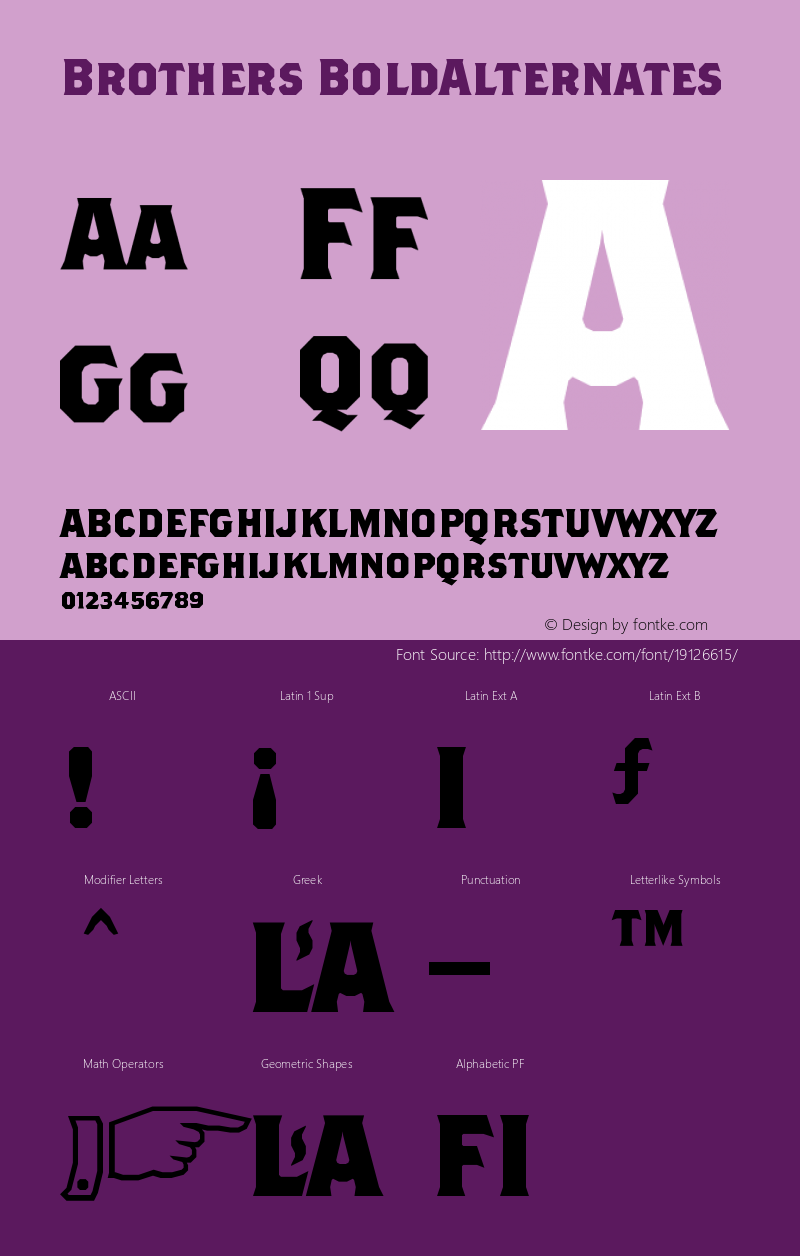 BrothersBoldAlternates Version 001.000 Font Sample