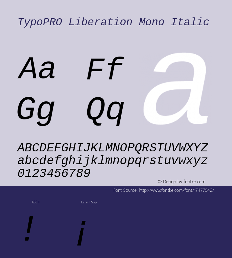 TypoPRO Liberation Mono Italic Version 2.00.1 Font Sample