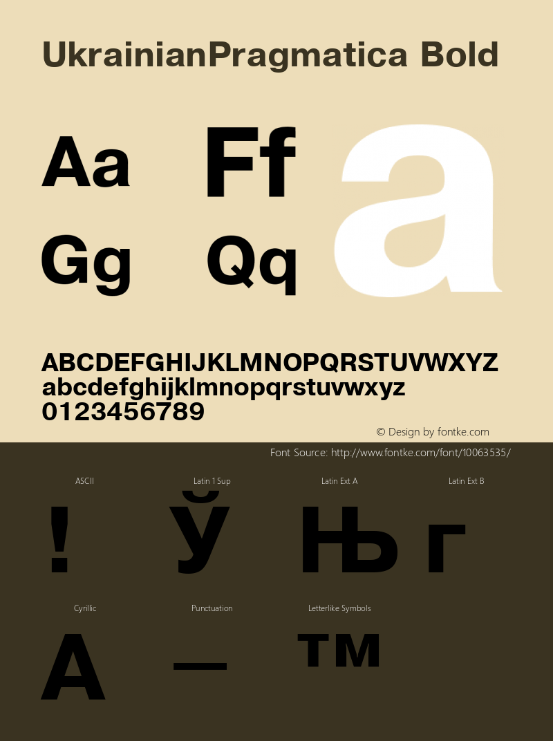 UkrainianPragmatica Bold 001.000 Font Sample