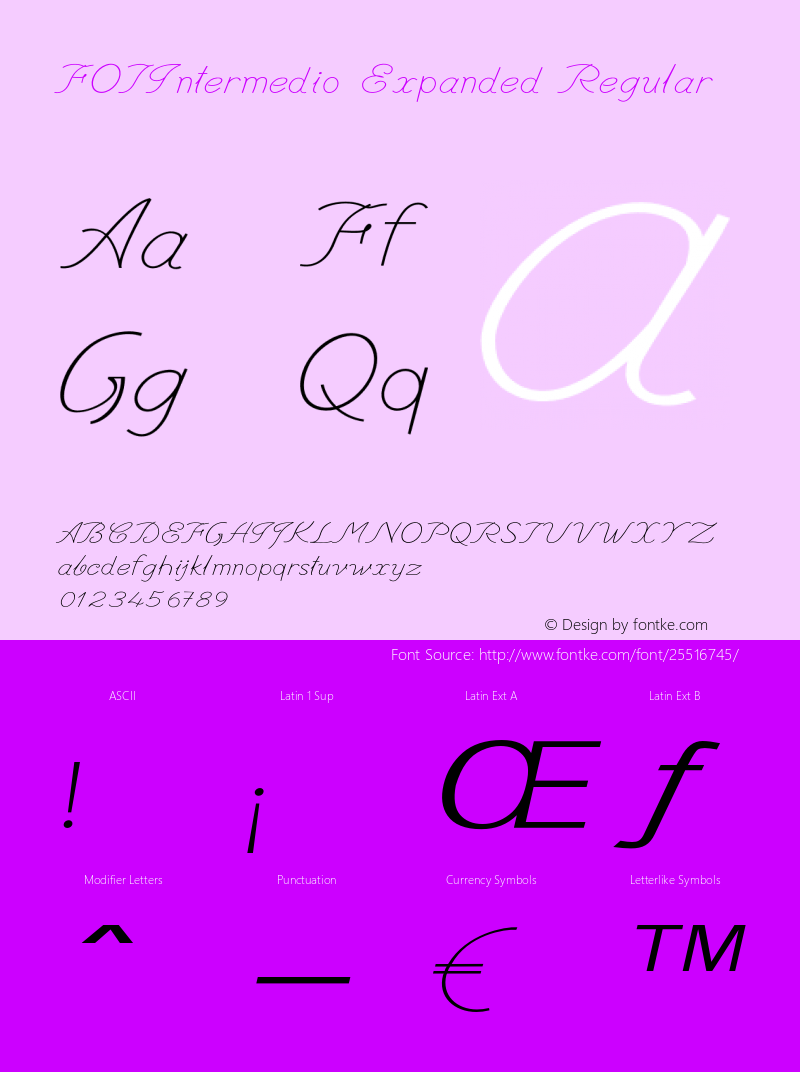 FOTIntermedio-ExpandedRegular Version 1.000 Font Sample