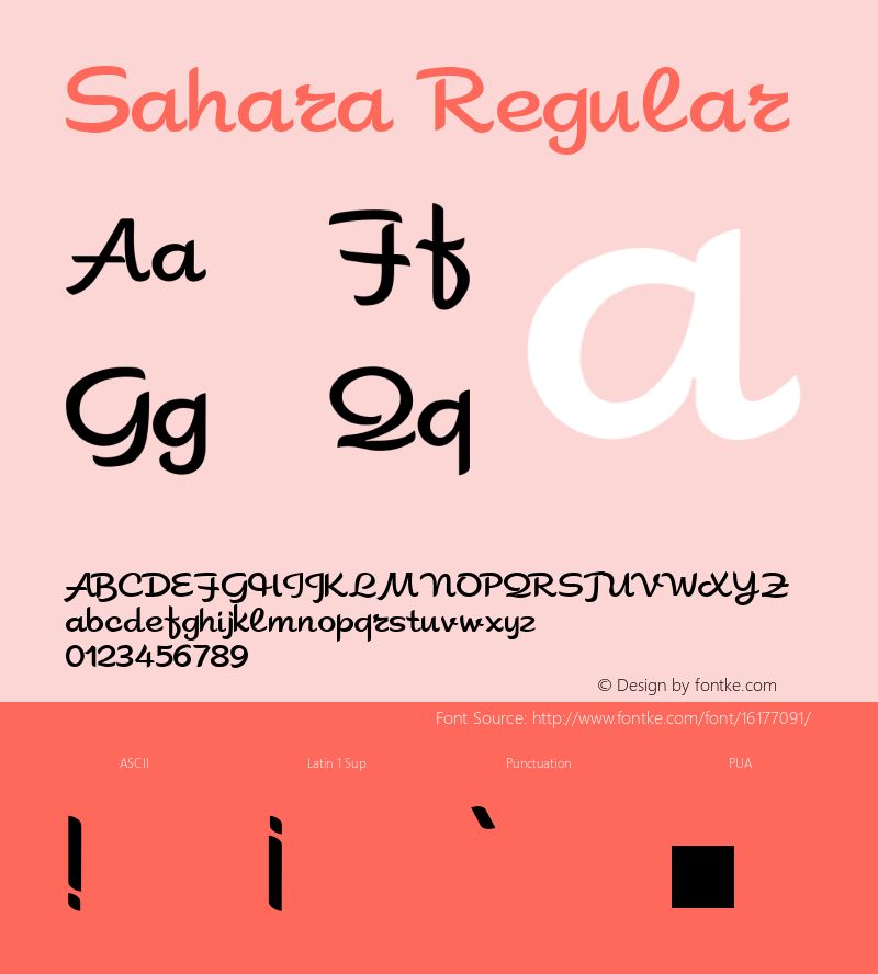 Sahara Regular Version 1.0 Font Sample