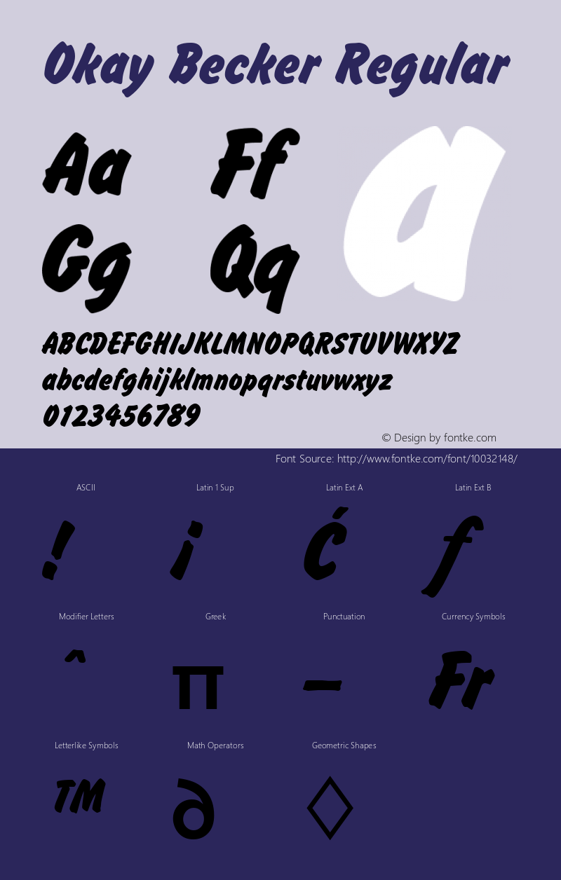 Okay Becker Regular Version 001.005 Font Sample