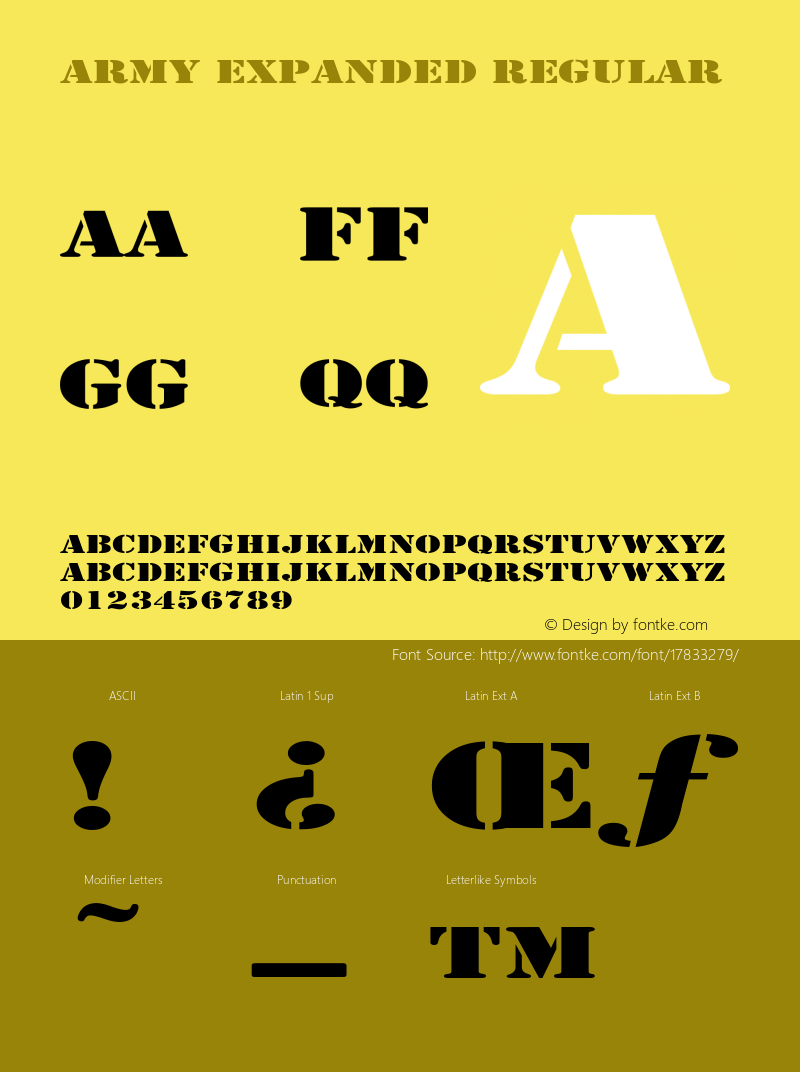 Army Expanded Regular Converted from C:\ALLTYPE\ARMY1602.TF1 by ALLTYPE Font Sample
