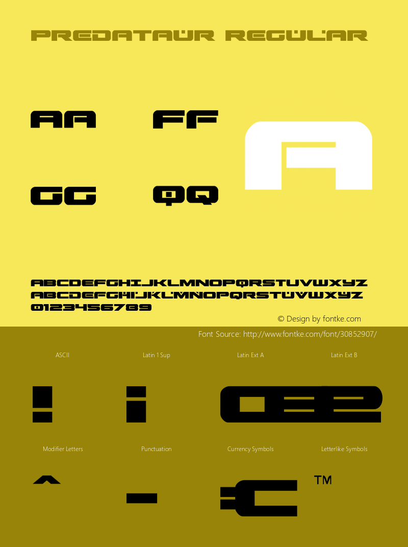 Predataur Version 1.0; 2019 Font Sample