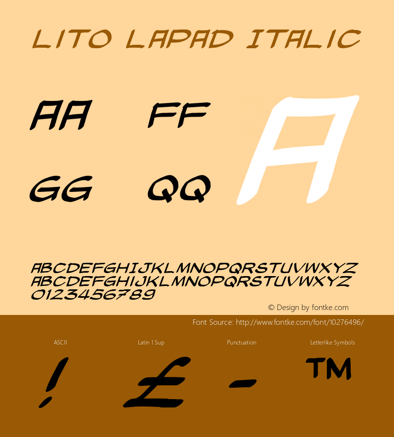 Lito Lapad Italic Macromedia Fontographer 4.1 6/15/2005 Font Sample