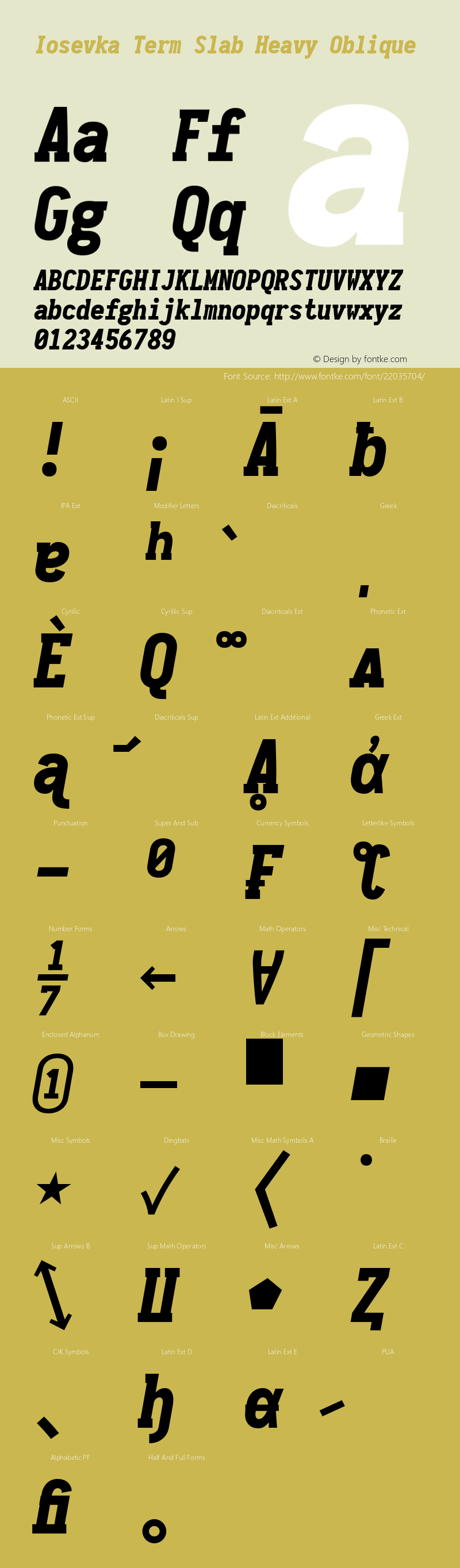 Iosevka Term Slab Heavy Oblique 1.13.0; ttfautohint (v1.6) Font Sample