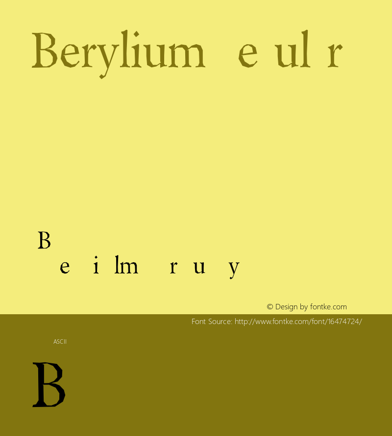 Berylium Regular Version 2.000 2004 Font Sample