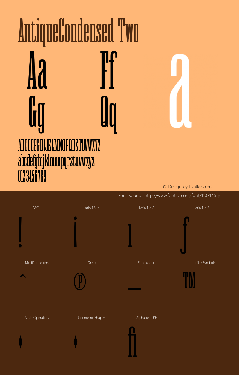 AntiqueCondensed Two Version 001.000 Font Sample