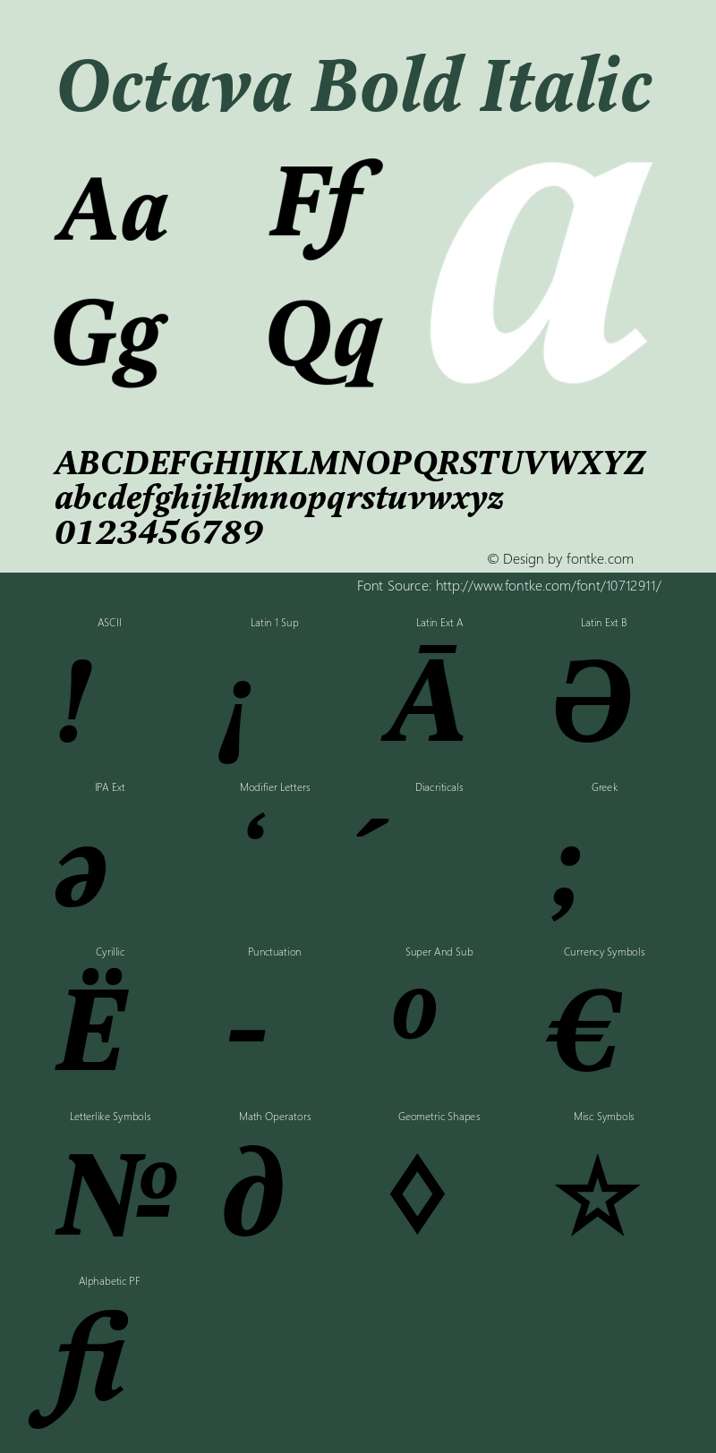 Octava Bold Italic Version 1.000;PS 001.001;hotconv 1.0.38 Font Sample