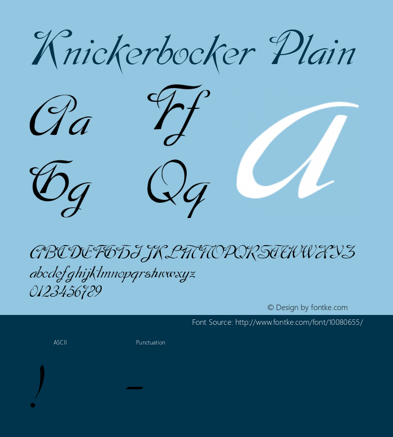 Knickerbocker Plain Unknown Font Sample