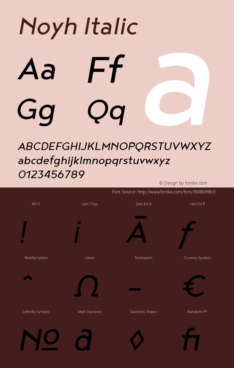 Noyh Italic 1.000 Font Sample