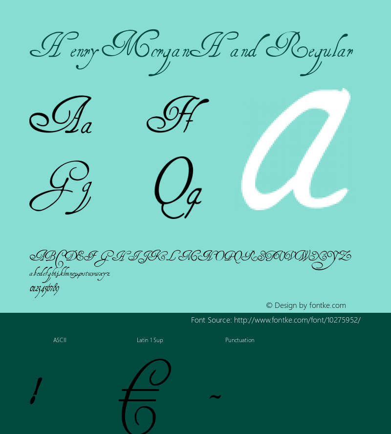 HenryMorganHand Regular 1.0 2004-11-08 Font Sample