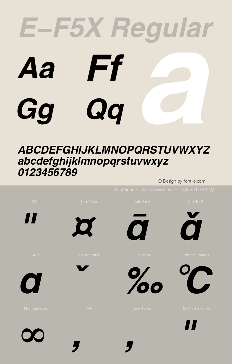 E-F5X Regular 1995;1.00 Font Sample