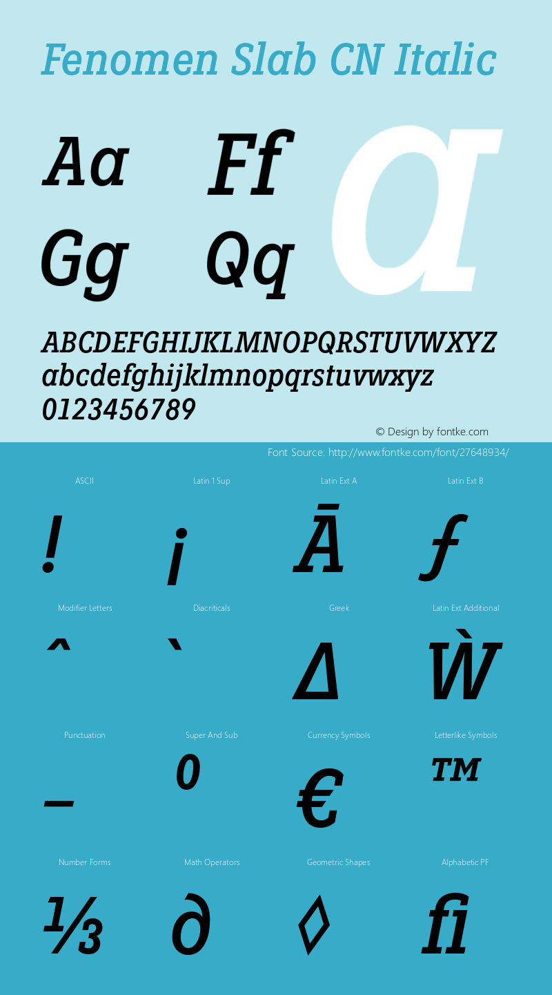 FenomenSlab-CNItalic Version 1.001;PS 001.001;hotconv 1.0.88;makeotf.lib2.5.64775 Font Sample