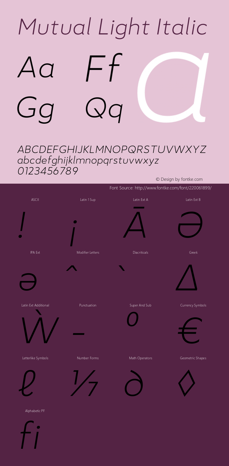 Mutual Light Italic Version 1.00图片样张