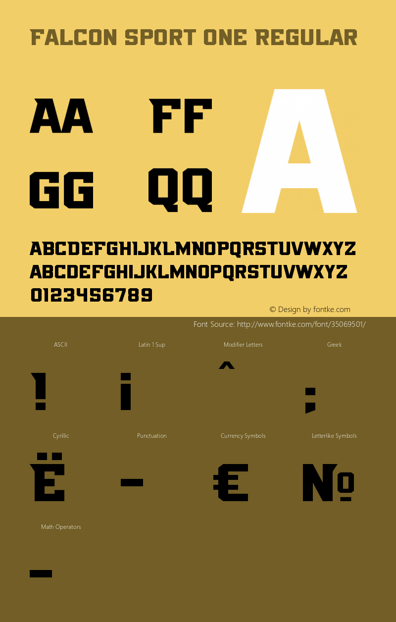 Falcon Sport One Version 1.20 February 12, 2019 Font Sample