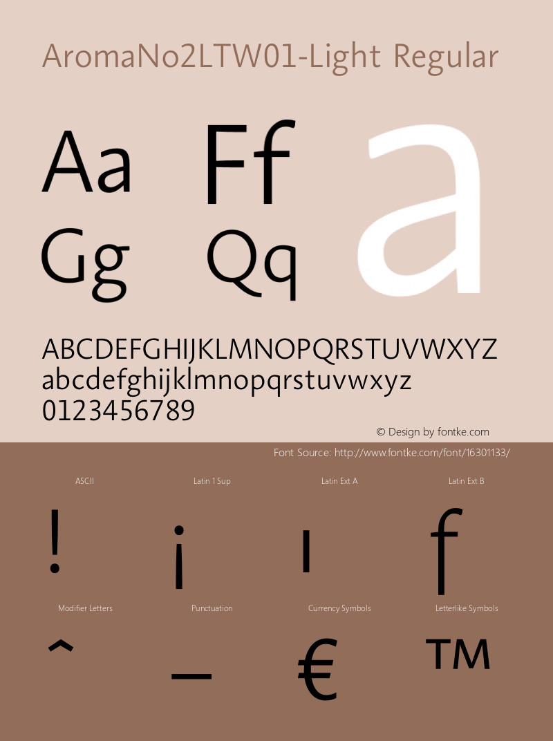 AromaNo2LTW01-Light Regular Version 1.01 Font Sample