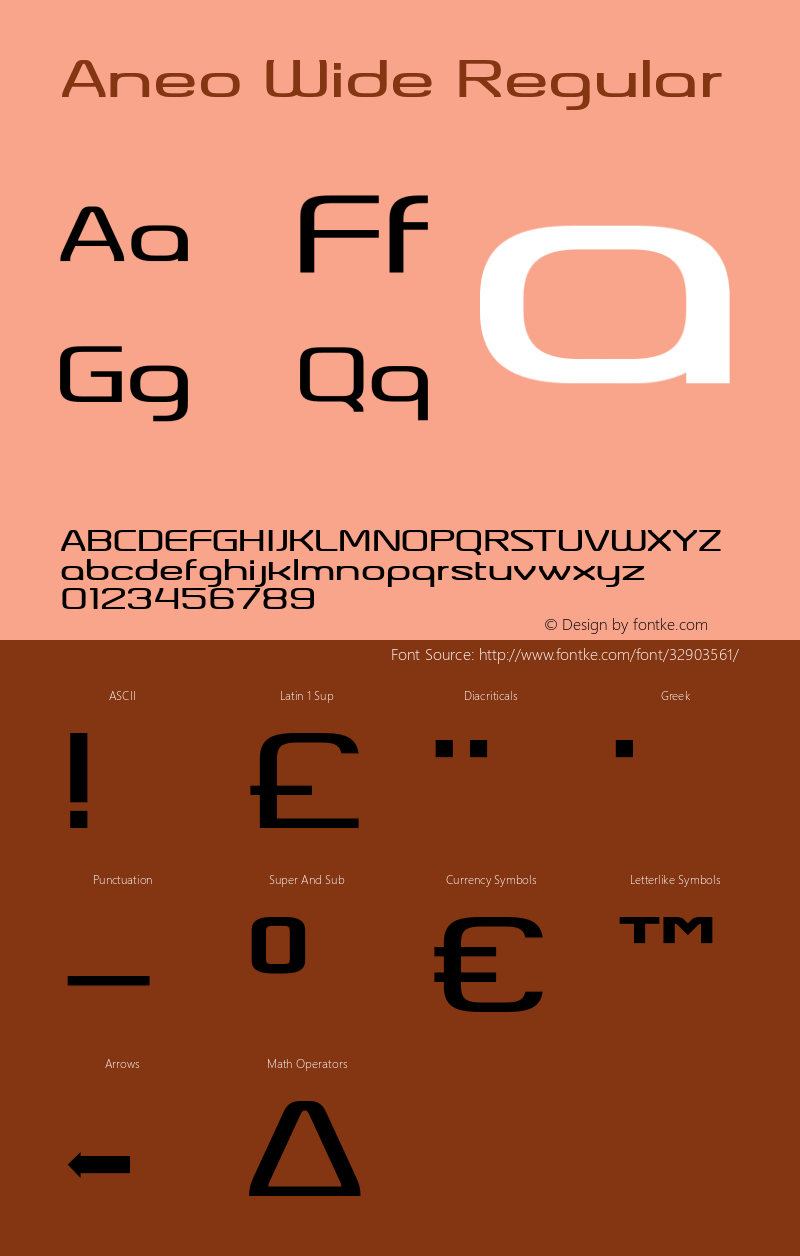 Aneo Wide Regular Version 1.000 Font Sample