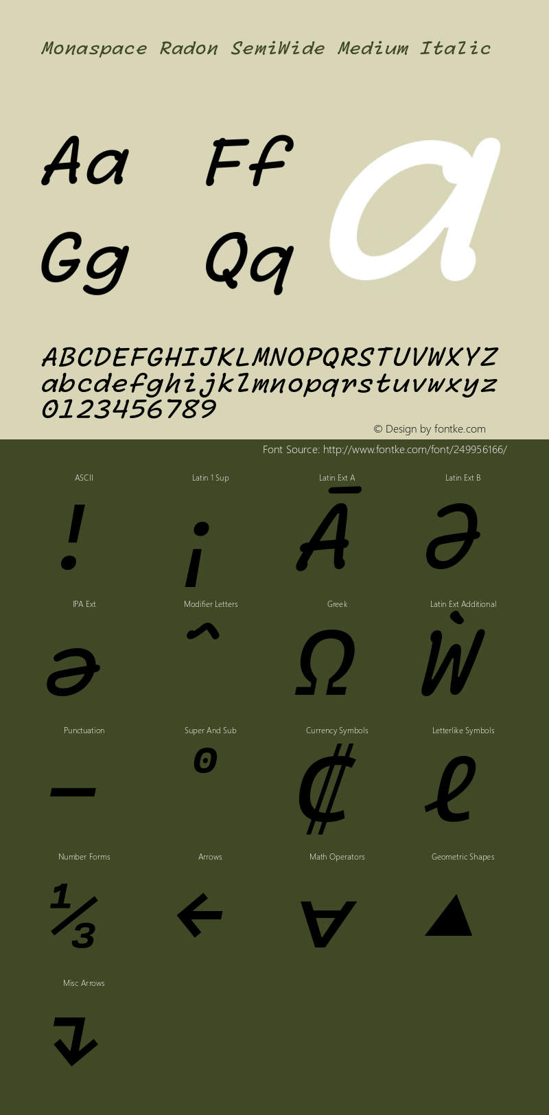 Monaspace Radon SemiWide Medium Italic Version 1.000 (Monaspace Radon)图片样张