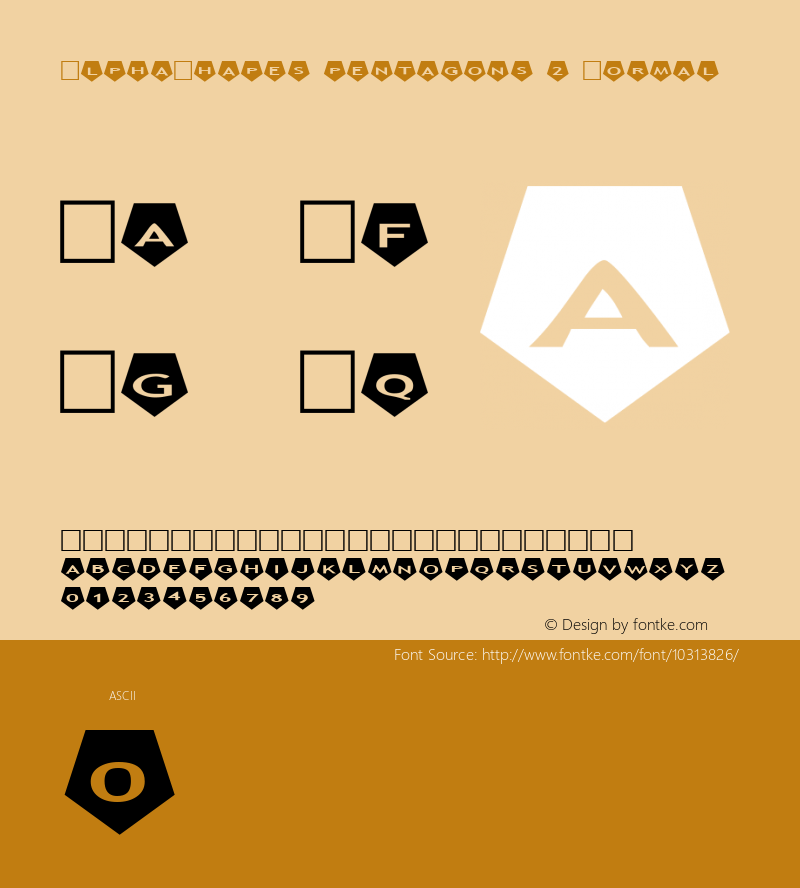 AlphaShapes pentagons 2 Normal 2.0 - October 2005 - freeware font Font Sample