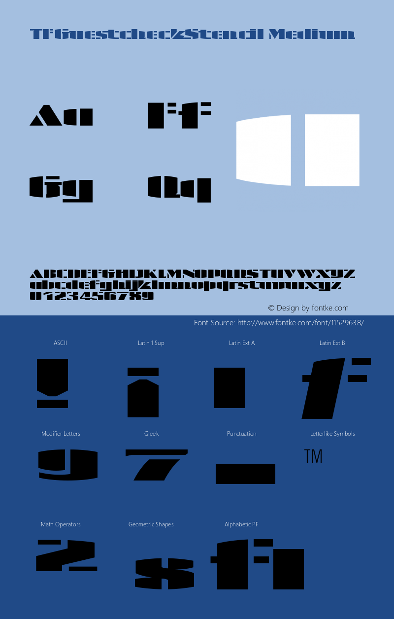 TFGuestcheckStencil Medium Version 001.000 Font Sample